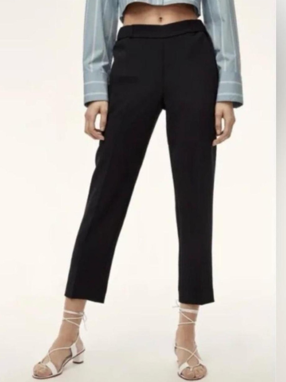 Wilfred Aritzia Black Darontal Crepe Cropped Trousers